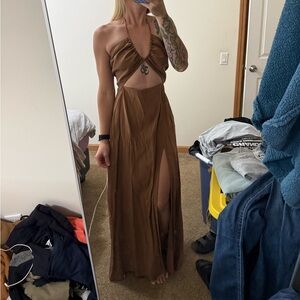 AIALA Boutique Tulum ARA dress tan beige small medium